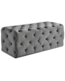 Inspired Home Grey Velvet Bench Accent Chairs
