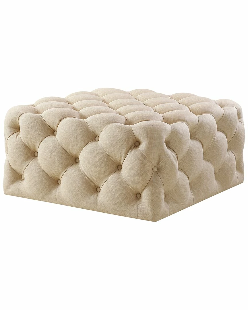 Inspired Home Mauricio Cocktail Ottoman Ottomans & Poufs Cream Linen - Image 7