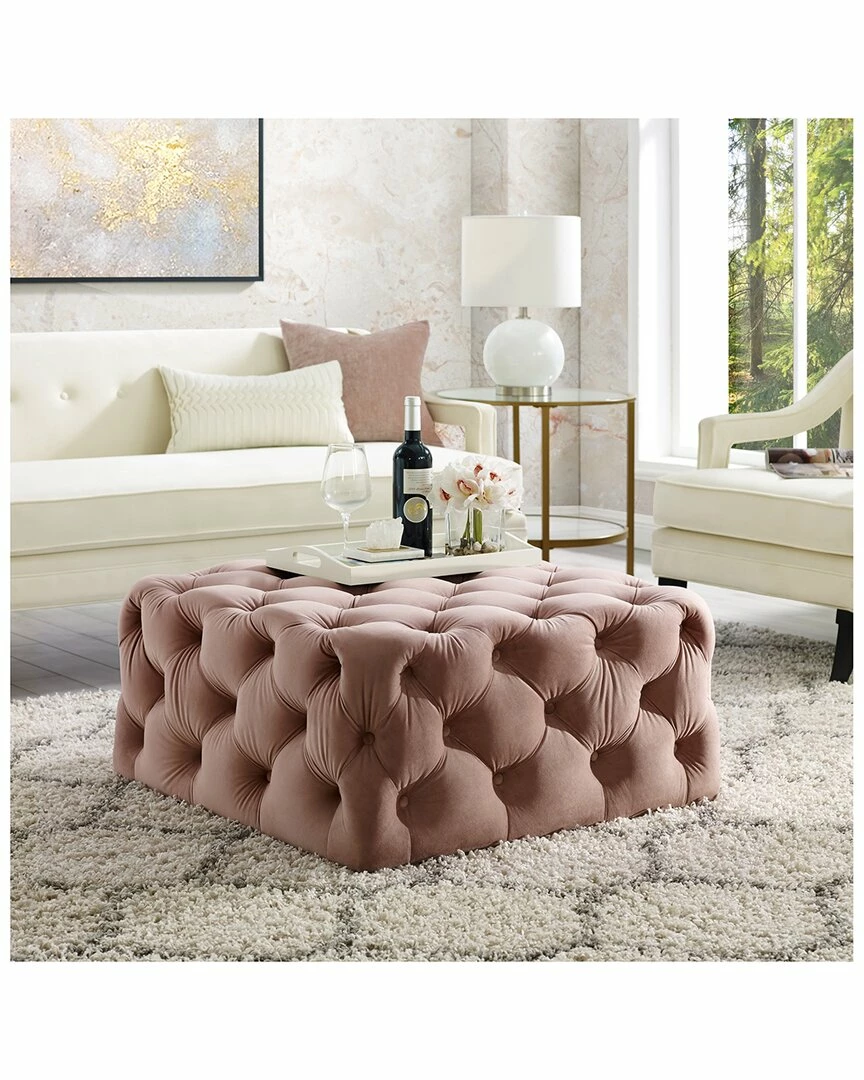 Inspired Home Mauricio Cocktail Ottoman Ottomans & Poufs Cream Linen - Image 10