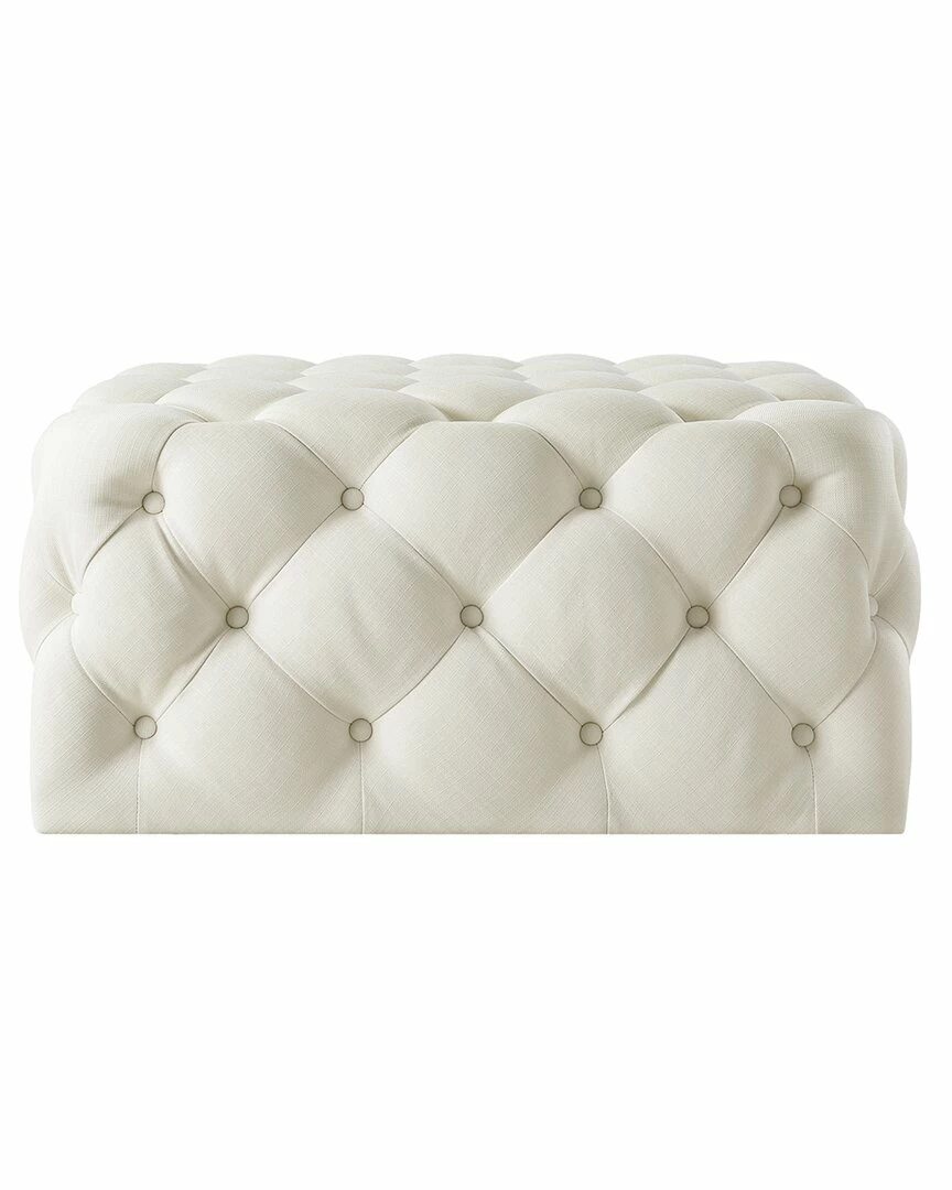 Inspired Home Mauricio Cocktail Ottoman Ottomans & Poufs Cream Linen