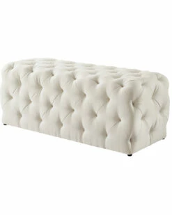 Inspired Home Cream White Linen Bench Accent Chairs