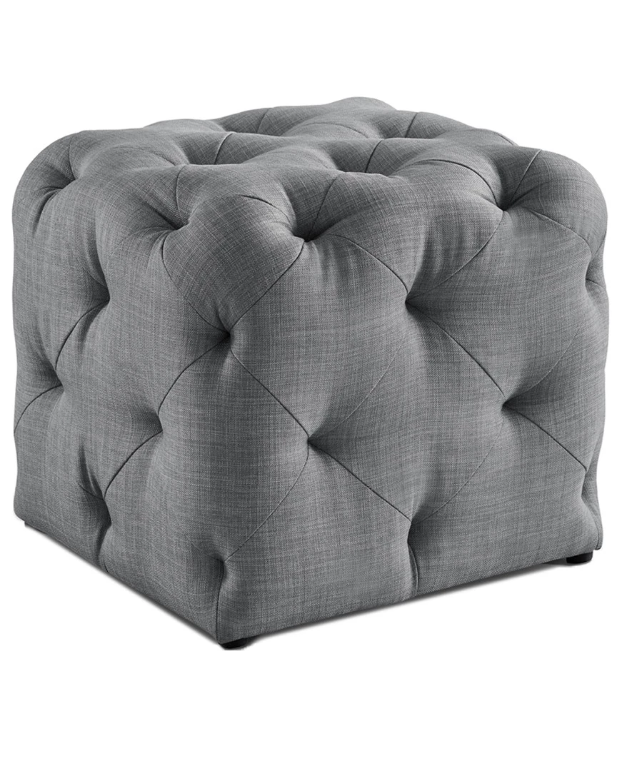 Inspired Home Light Grey Linen Ottoman Ottomans & Poufs