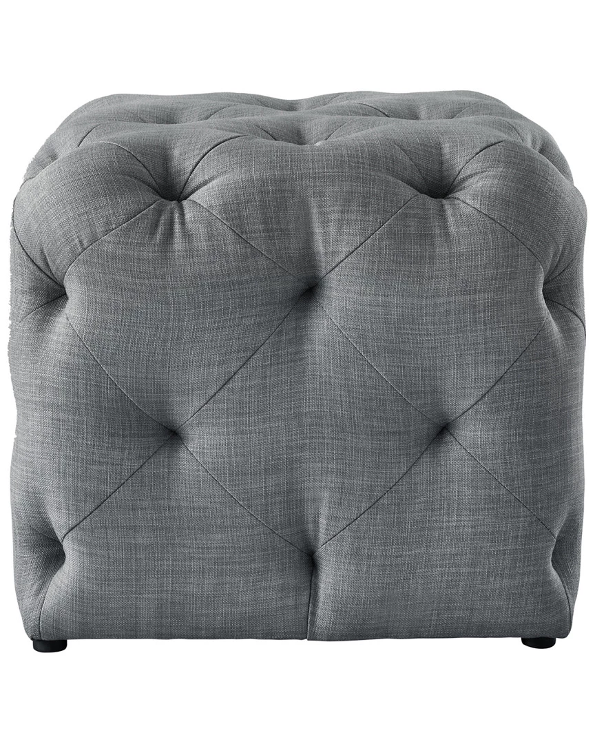 Inspired Home Light Grey Linen Ottoman Ottomans & Poufs - Image 3
