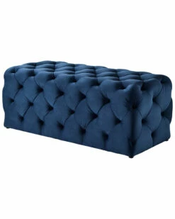 Inspired Home Navy Blue Velvet Bench Accent Chairs