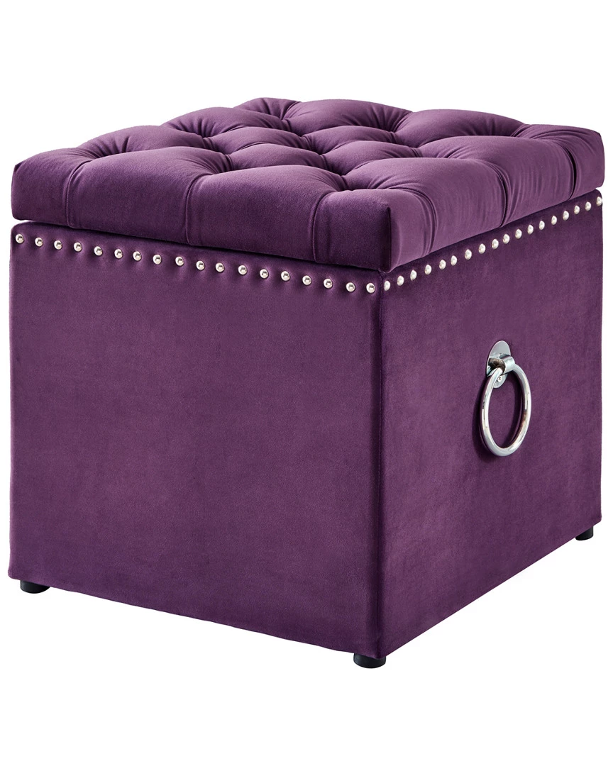 Inspired Home Purple Velvet Storage Ottoman Ottomans & Poufs