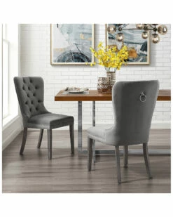 Set Of 2 Inspired Home Rory Velvet Dining Chair Dining Chairs & Stools