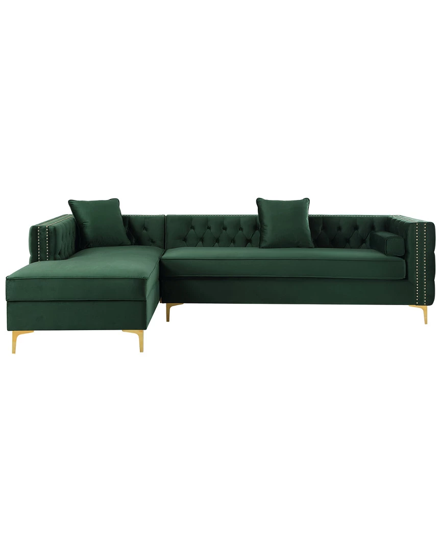 Inspired Home Alison Velvet Left Facing Chaise Sectional Sofa Sofas & Sectionals - Image 3