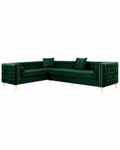 Inspired Home Alison Velvet Left Facing Corner Sectional Sofa Sofas & Sectionals