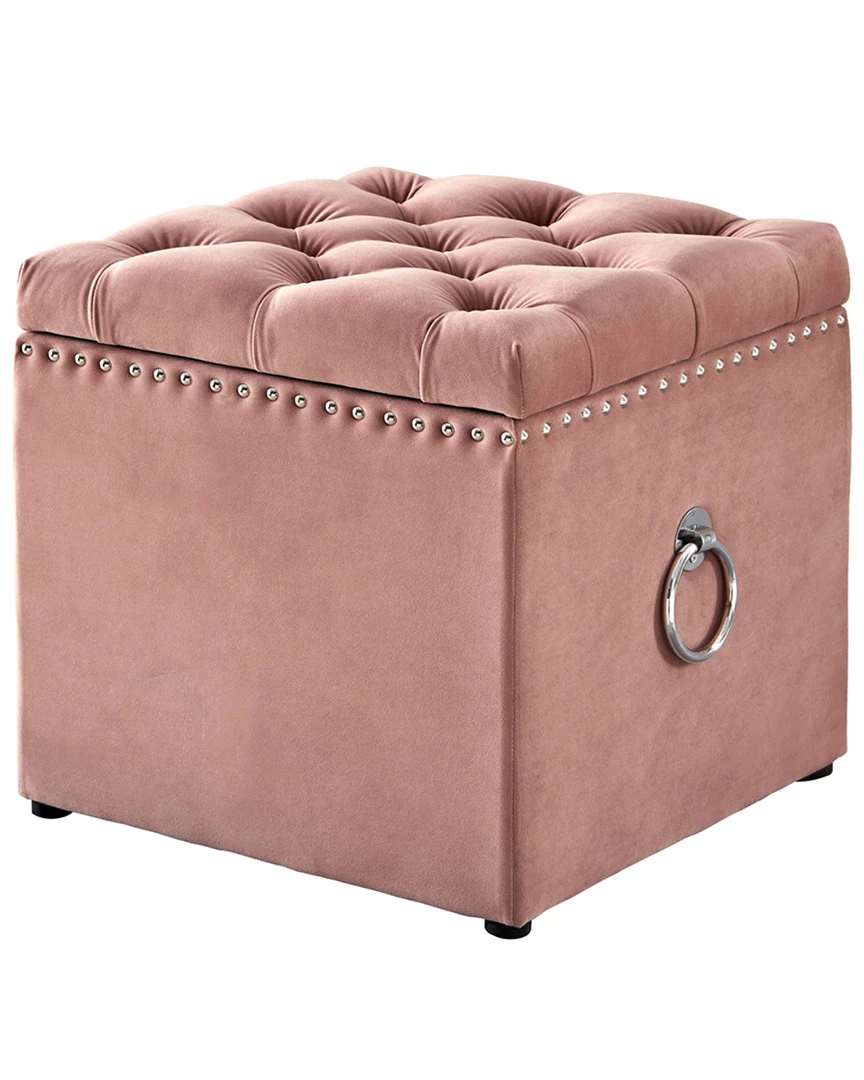 Inspired Home Blush Velvet Storage Ottoman Ottomans & Poufs