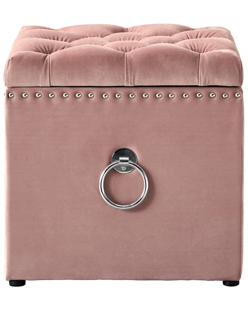 Inspired Home Blush Velvet Storage Ottoman Ottomans & Poufs - Image 3