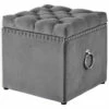 Inspired Home Grey Velvet Storage Ottoman Ottomans & Poufs