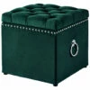 Inspired Home Hunter Green Velvet Storage Ottoman Ottomans & Poufs