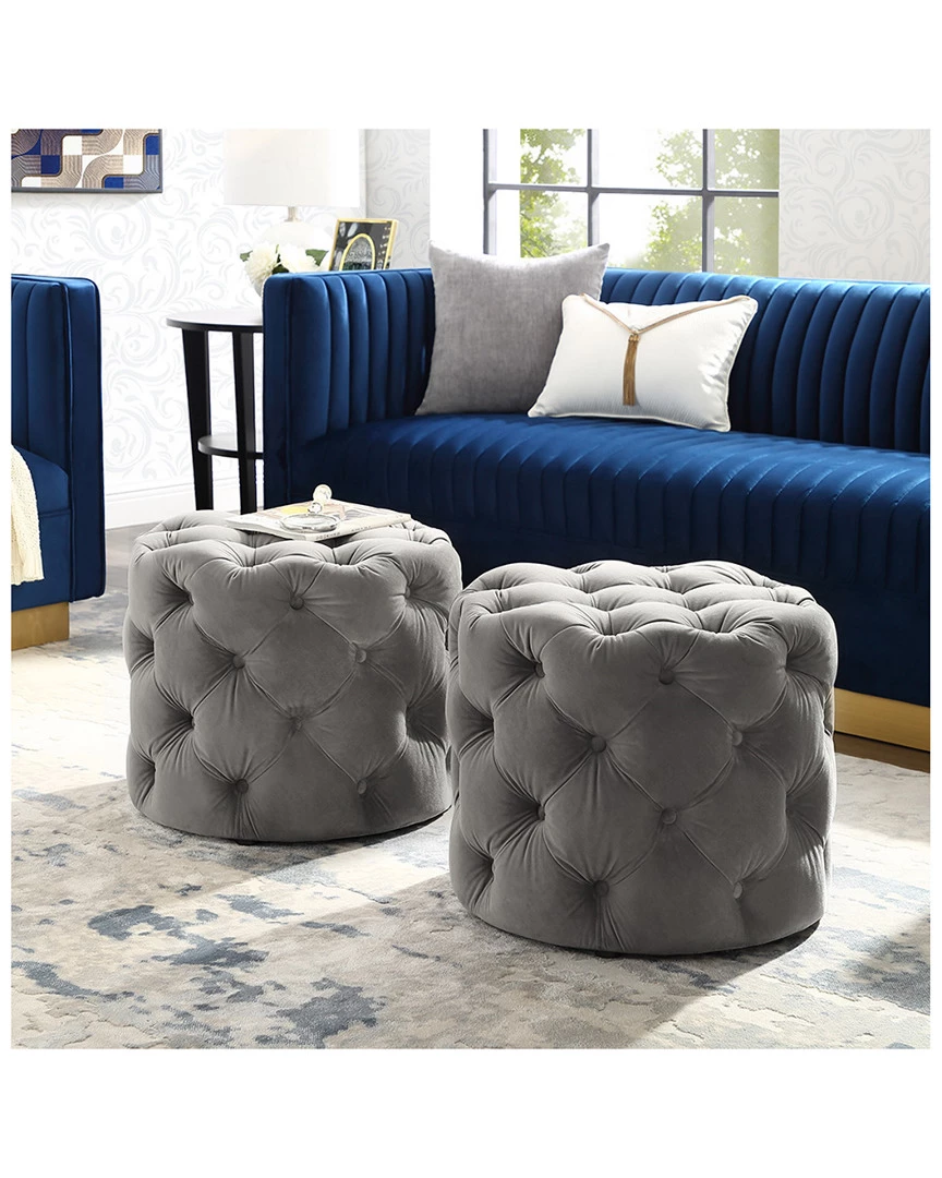 Inspired Home Darlenis Velvet Ottoman Ottomans & Poufs