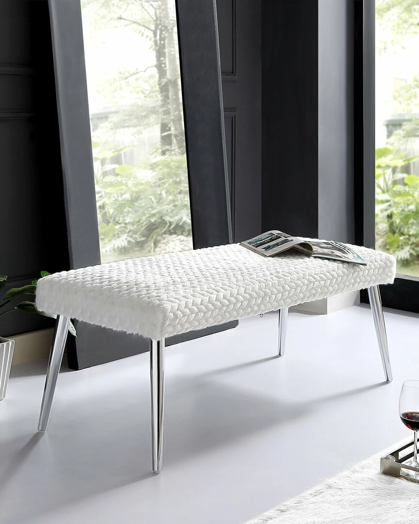 Inspired Home Claire Velvet Leaf Bench Ottomans & Poufs - Image 2