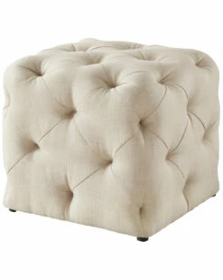 Inspired Home Beige Linen Ottoman Ottomans & Poufs