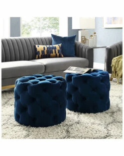 Inspired Home Darlenis Velvet Ottoman Ottomans & Poufs