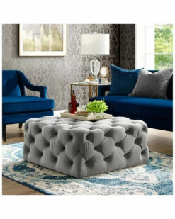 Inspired Home Mauricio Velvet Cocktail Ottoman Ottomans & Poufs