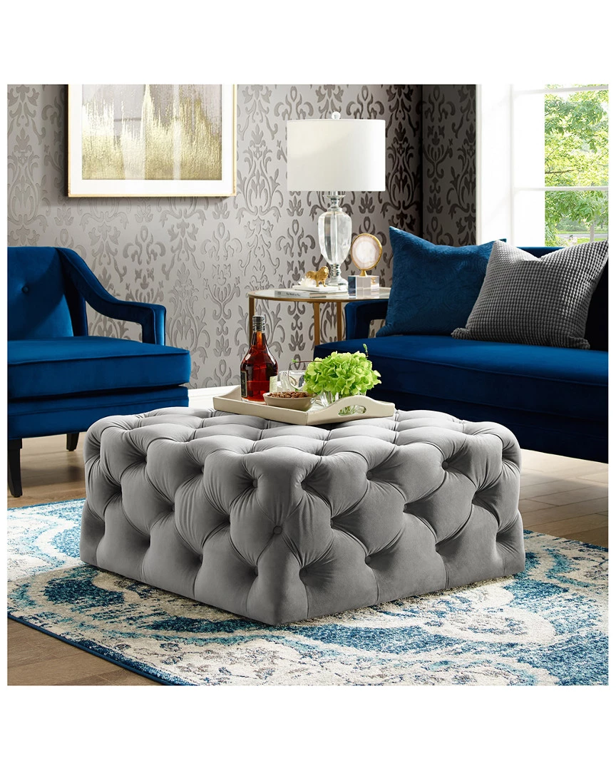 Inspired Home Mauricio Velvet Cocktail Ottoman Ottomans & Poufs