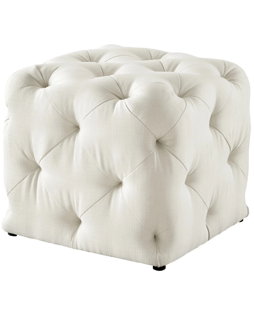 Inspired Home Cream White Linen Ottoman Ottomans & Poufs
