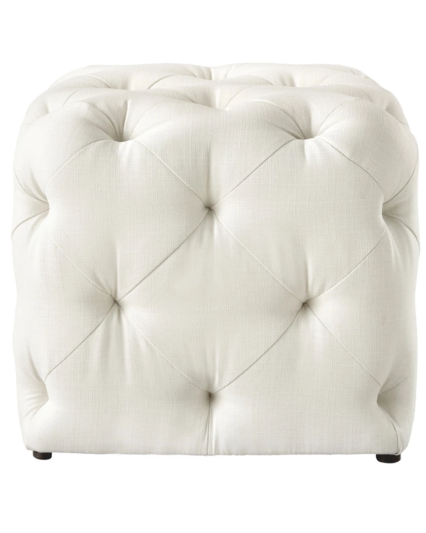 Inspired Home Cream White Linen Ottoman Ottomans & Poufs - Image 3