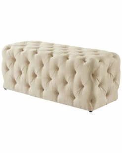 Inspired Home Beige Linen Bench Accent Chairs