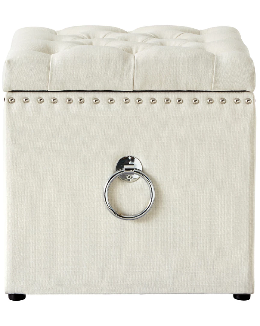 Inspired Home Cream White Linen Storage Ottoman Ottomans & Poufs - Image 3