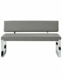 Inspired Home Lilyana Bench Upholstered Grey Leather Pu Accent Chairs