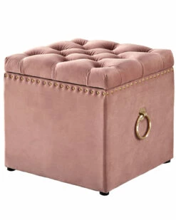 Inspired Home Blush Velvet Storage Ottoman Ottomans & Poufs