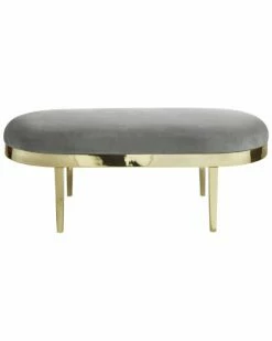 Inspired Home Demi Bench Upholstered Grey Velvet Accent Chairs