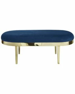 Inspired Home Demi Bench Upholstered Navy Velvet Accent Chairs