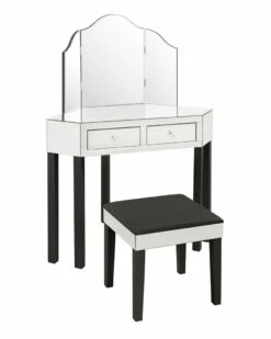Inspired Home Callista Mirrored 3-Piece Vanity Set Nightstands