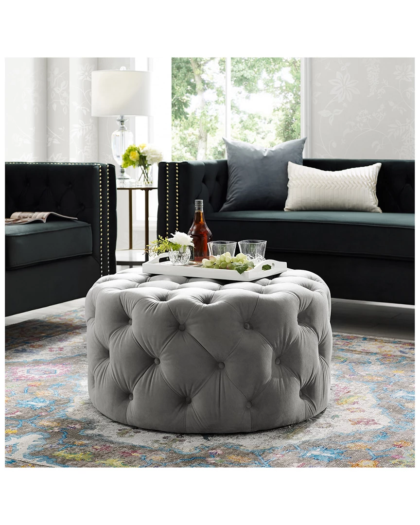 Inspired Home Desiree Velvet Cocktail Ottoman Ottomans & Poufs
