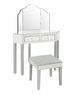 Inspired Home Callista Mirrored 3-Piece Vanity Set Nightstands